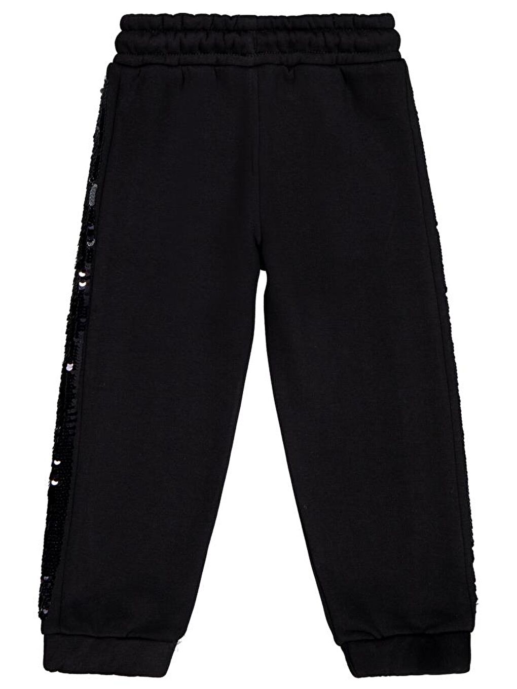 Siyah Girls Şerit Pul Nakışlı 2-5 Yaş Eşofman Altı