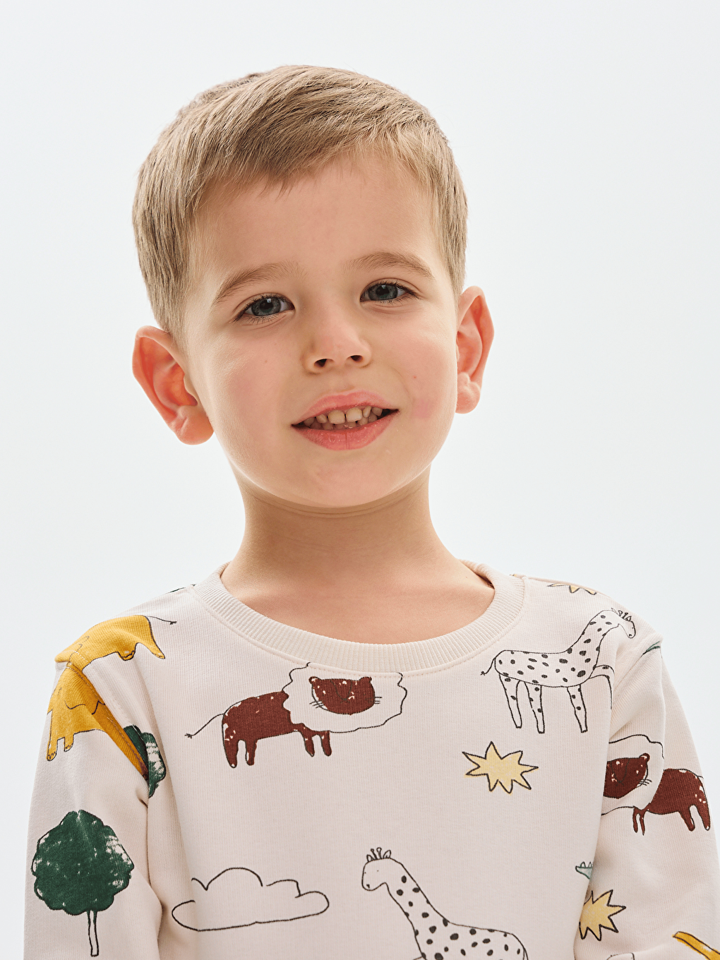 Yeşil Bisiklet Yaka Baskılı Erkek Bebek Sweatshirt ve Eşofman Alt 2'li Takım-2