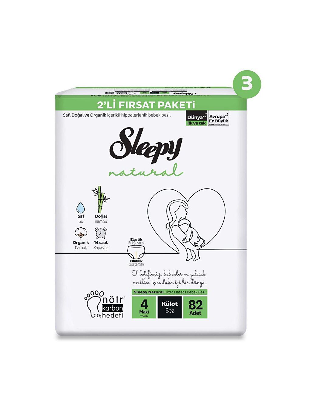 Sleepy Beyaz Natural Süper Fırsat Paketi Külot Bez 4 Numara Maxi 246 Adet - 1