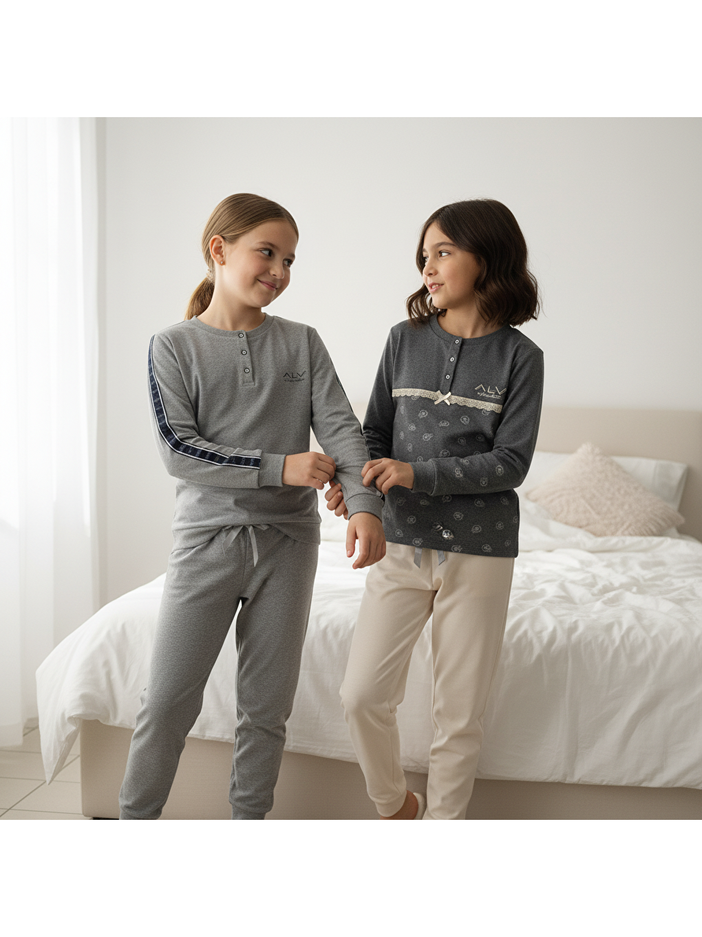 Karışık Genç Kadın Pamuklu 2 Adet 2'Li Pijama Takımı Al507 V2, Al506 V2 Bb2456-2