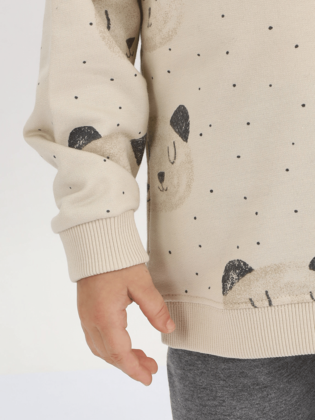 Antrasit Bisiklet Yaka Erkek Bebek Sweatshirt ve Eşofman Alt 2'li Takım-3