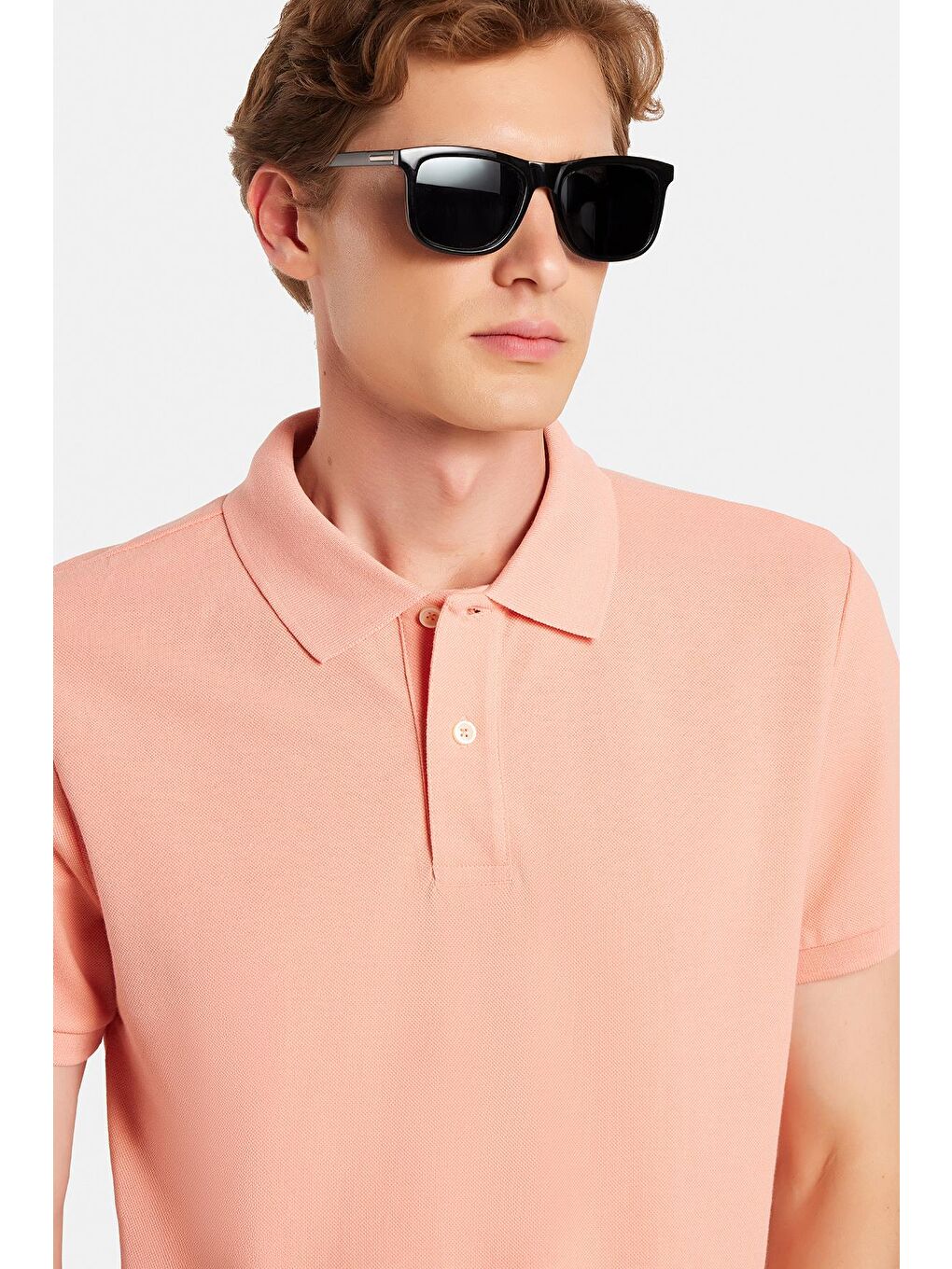 Pembe Erkek Slim Fit Dar Kesim %100 Pamuk Yavruağzı Polo Yaka Tişört