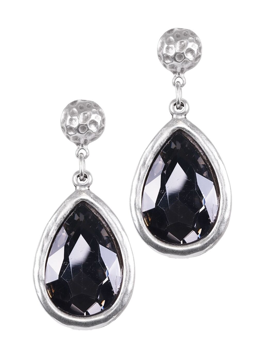 Gri Kadın Antik Gümüş Kaplama Taşlı Damla Küpe