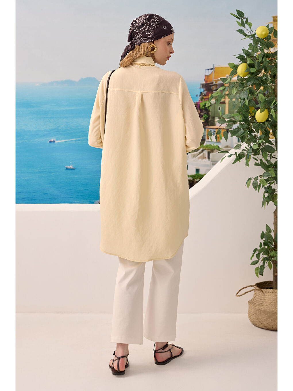 Bej Robası Verev Çizgili Gömlek Vanilya-2