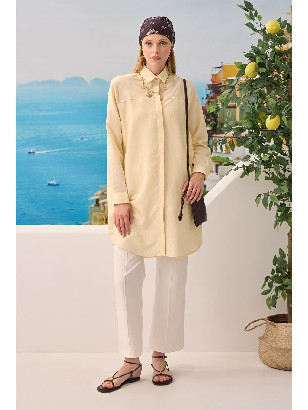 Bej Robası Verev Çizgili Gömlek Vanilya-3