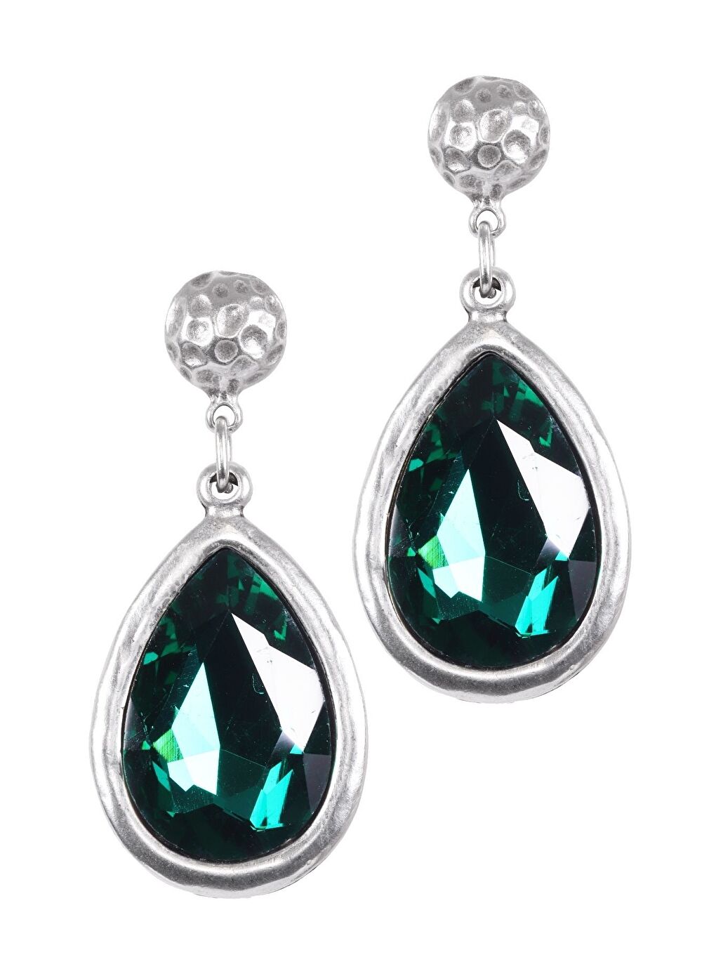 Yeşil Kadın Antik Gümüş Kaplama Taşlı Damla Küpe