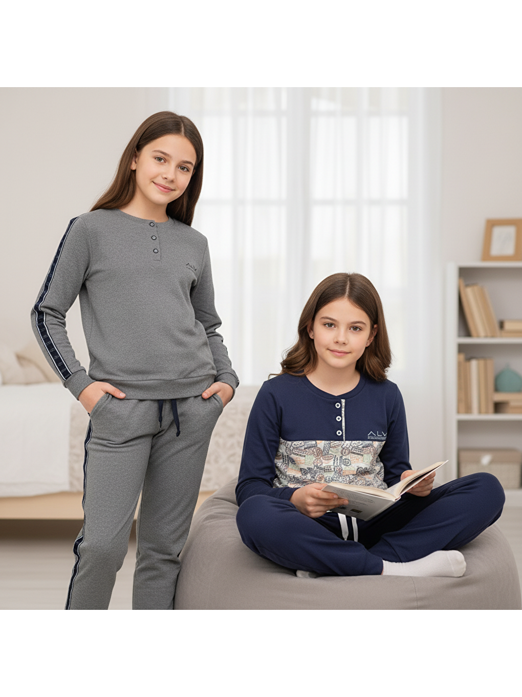 Karışık Genç Kadın Pamuklu 2 Adet 2'Li Pijama Takımı Al507 V2, Al501 V2 Bb2455-2