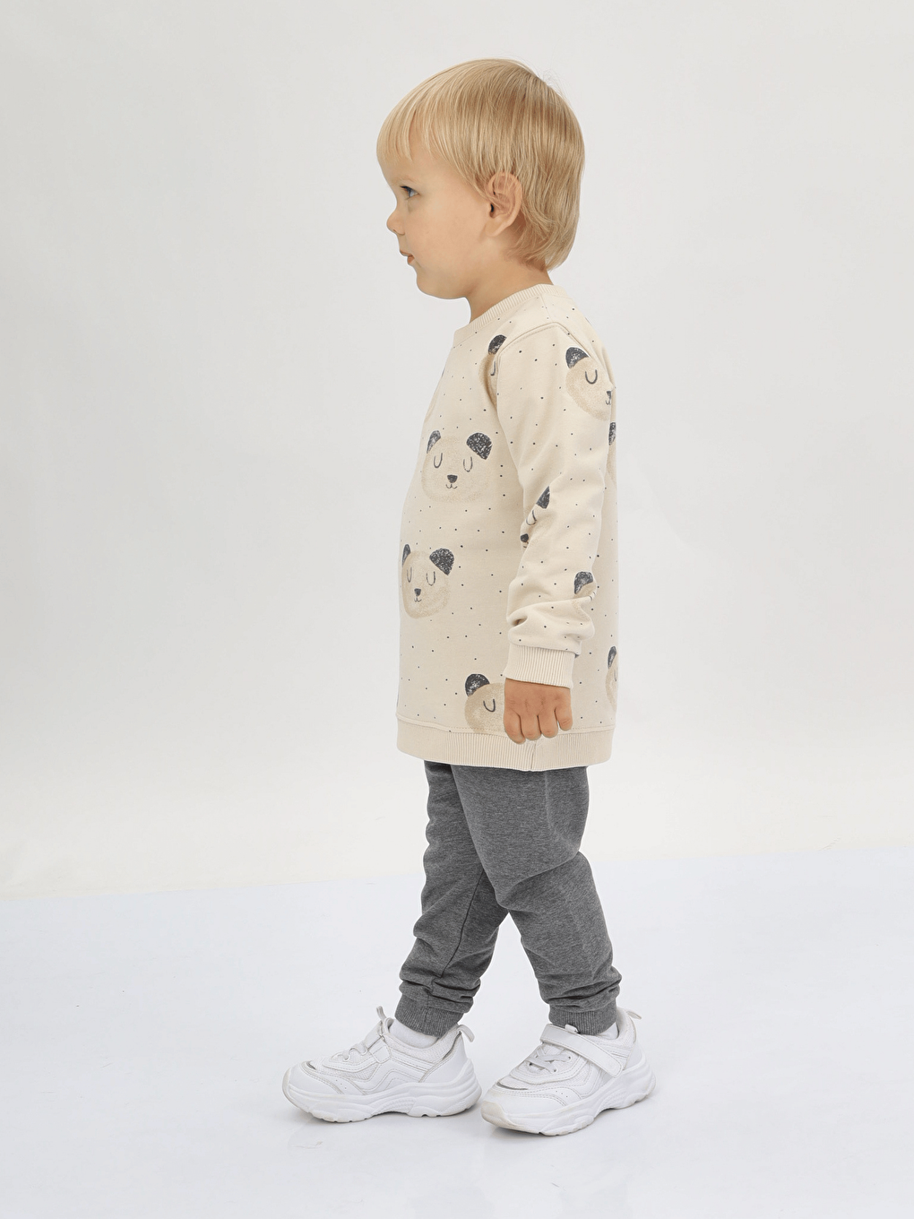 Antrasit Bisiklet Yaka Erkek Bebek Sweatshirt ve Eşofman Alt 2'li Takım-4