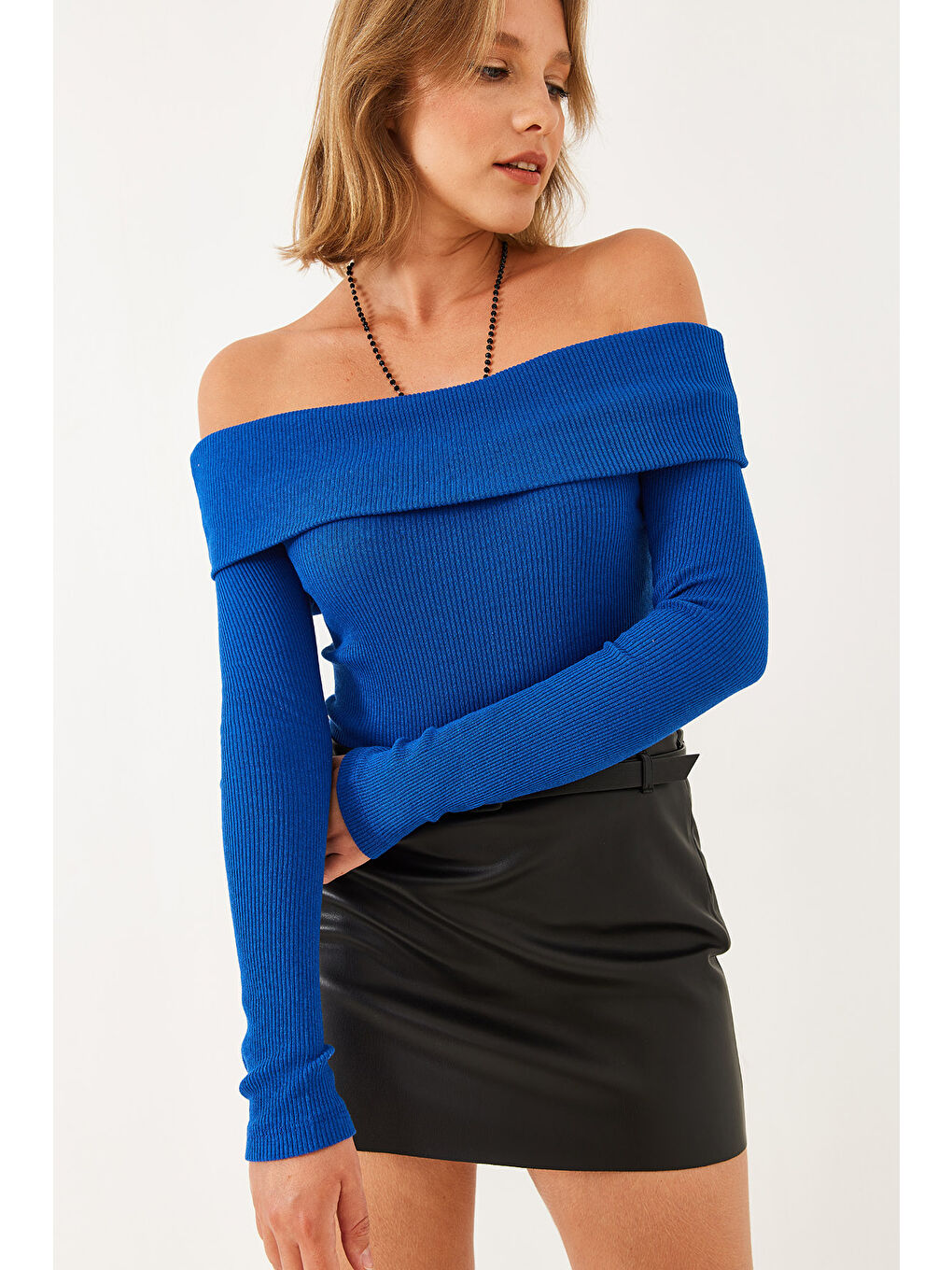 Mavi Kadın Yaka Kaşkorse Bluz-1