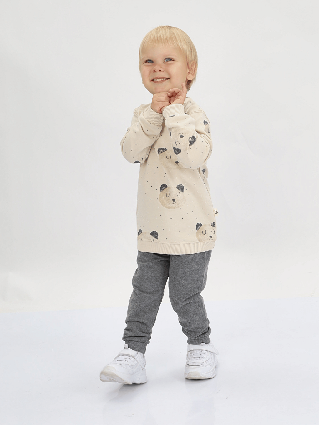 Antrasit Bisiklet Yaka Erkek Bebek Sweatshirt ve Eşofman Alt 2'li Takım-5