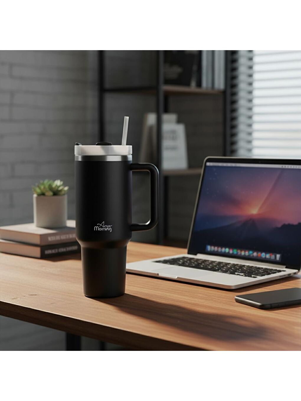 Vaha 1200 ml Üç Kademe Çevirmeli Kapaklı Çift Katman Çelik Termos Mug Siyah SI2440217-3