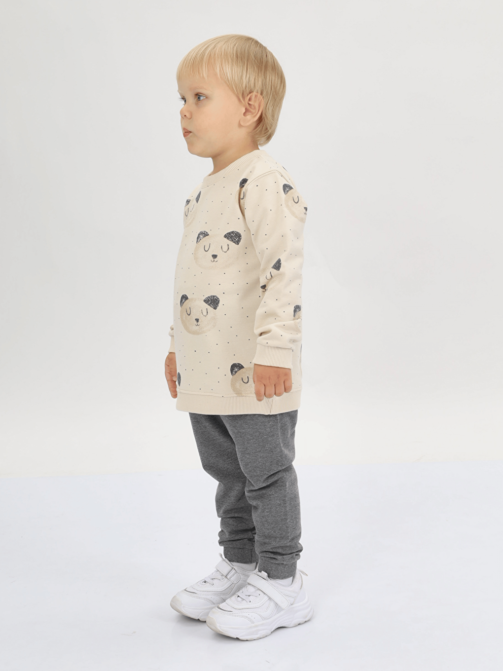 Antrasit Bisiklet Yaka Erkek Bebek Sweatshirt ve Eşofman Alt 2'li Takım-6