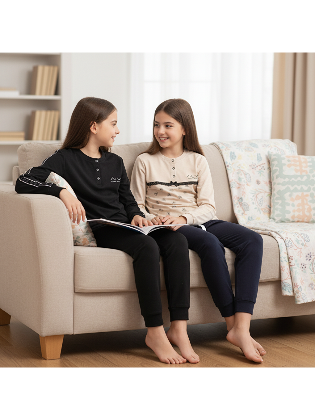 Karışık Genç Kadın Pamuklu 2 Adet 2'Li Pijama Takımı Al507 V1, Al506 V1 Bb2454-1