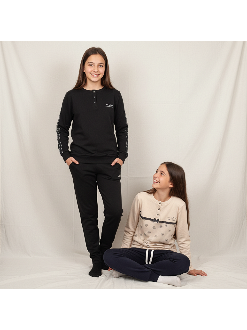 Karışık Genç Kadın Pamuklu 2 Adet 2'Li Pijama Takımı Al507 V1, Al506 V1 Bb2454-2