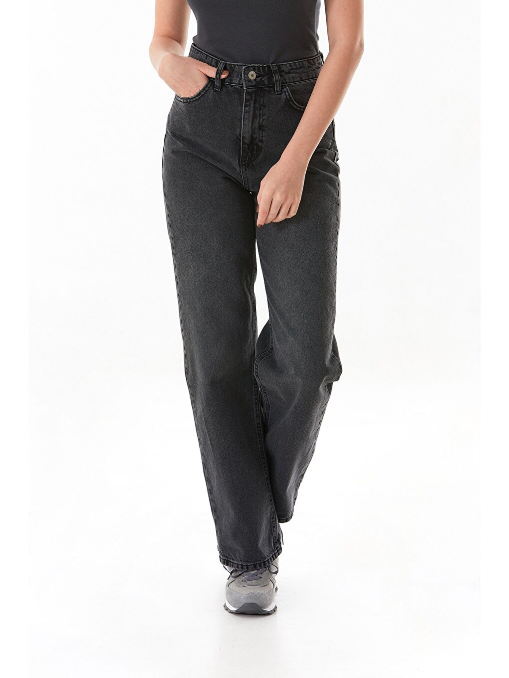 Antrasit Yüksek Bel Palazzo Jean-1