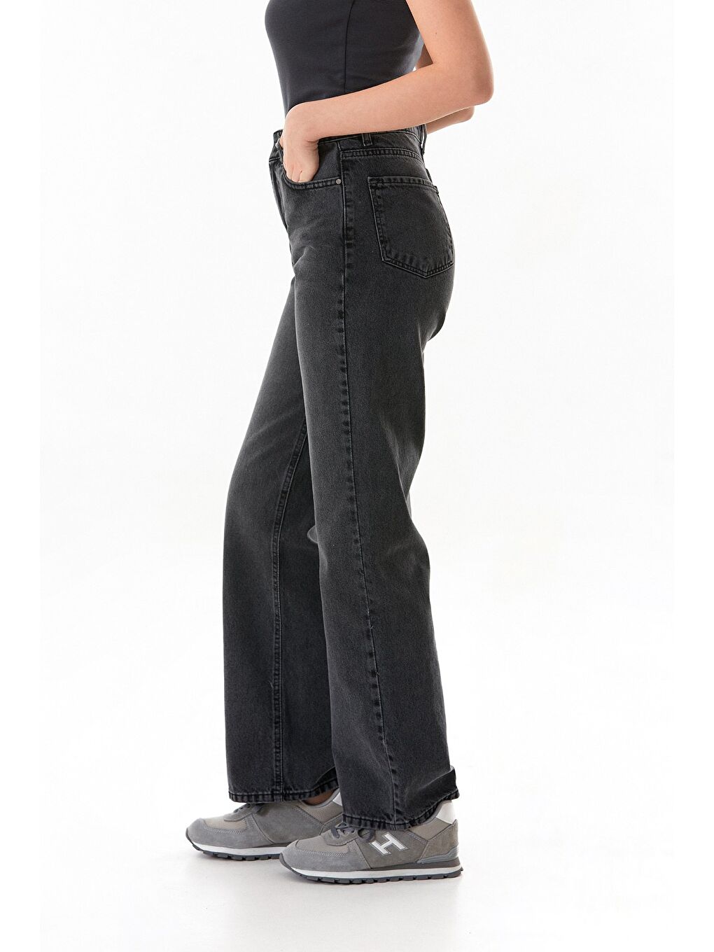 Antrasit Yüksek Bel Palazzo Jean-2