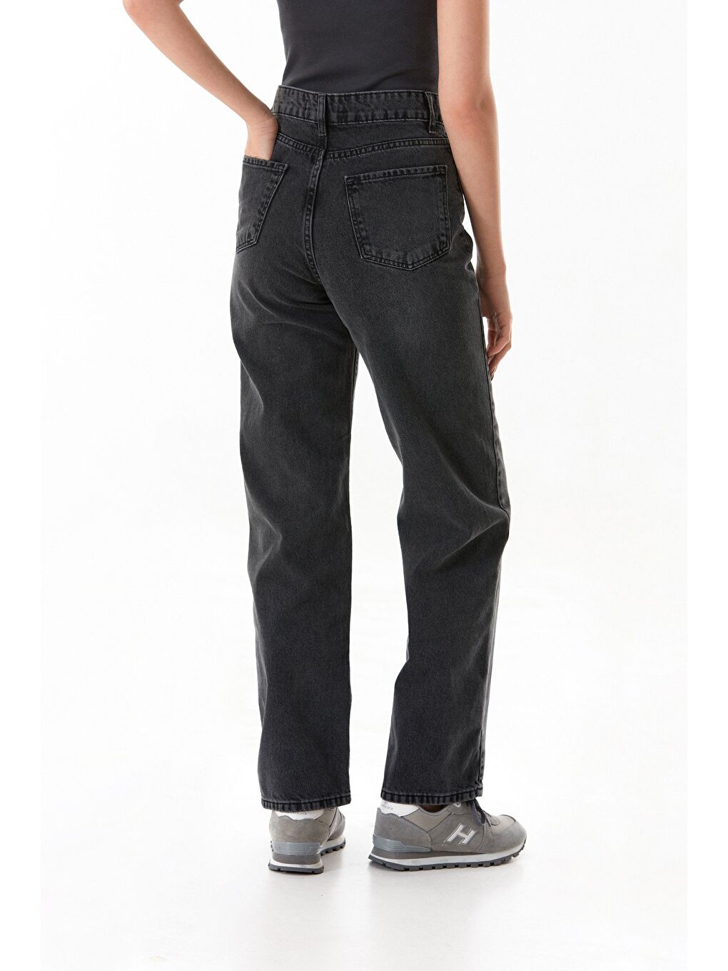 Antrasit Yüksek Bel Palazzo Jean-3