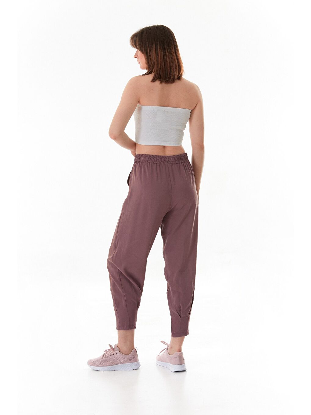 Pembe Beli Lastikli Cepli Şalvar Pantolon-4