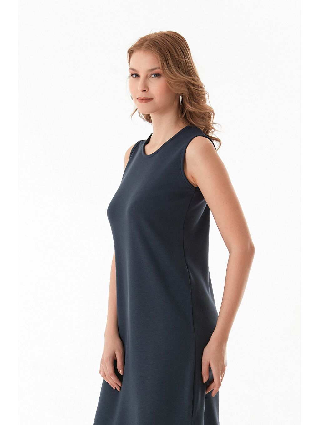 Antrasit Basic Yırtmaçlı Modal Elbise-1