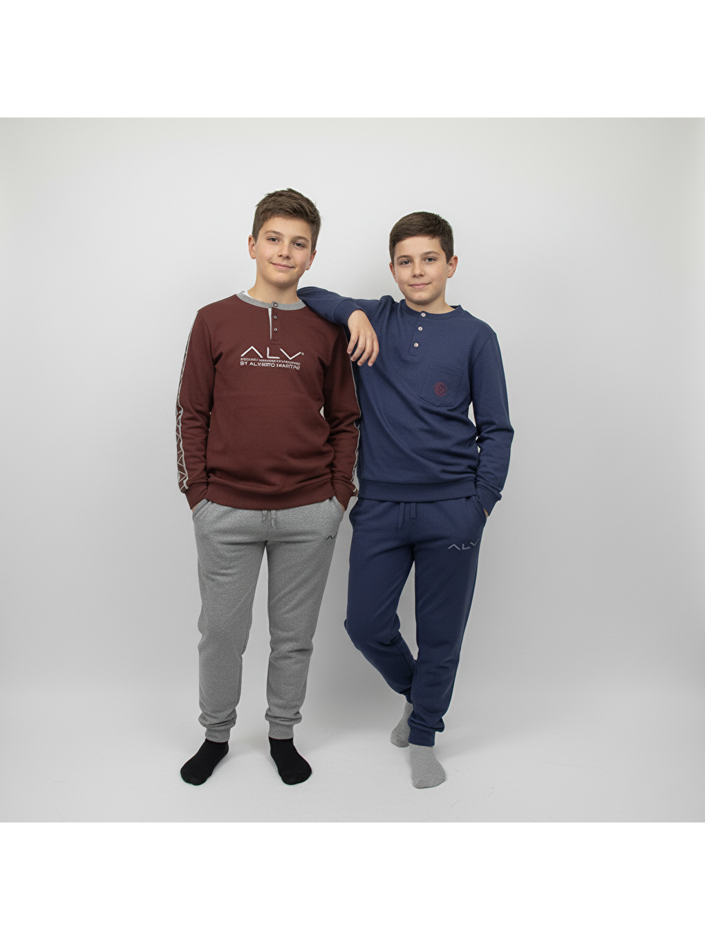 Karışık Genç Erkek Pamuklu 2 Adet 2'Li Pijama Takımı Al007 V1, Al003 V1 Bb2466-2