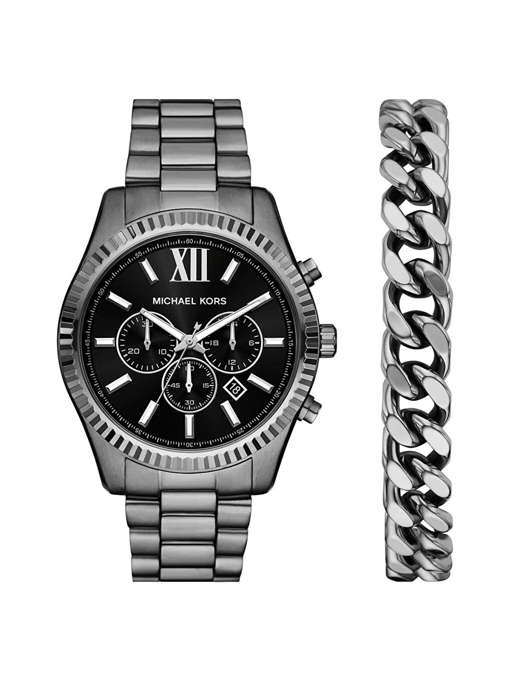 Gri MK9217SET Erkek Kol Saati ve Bileklik Seti