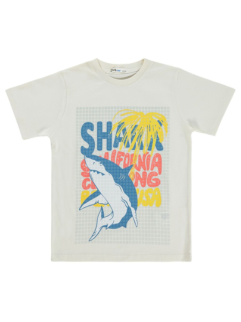 Boys Shark California 6-9 Yaş Tişört - Kırık Beyaz