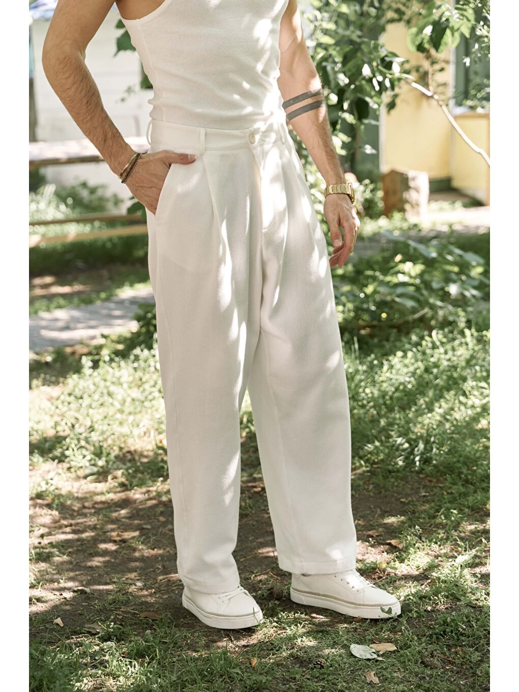 Ayyubay Pileli Ekru Erkek Pantolon-2