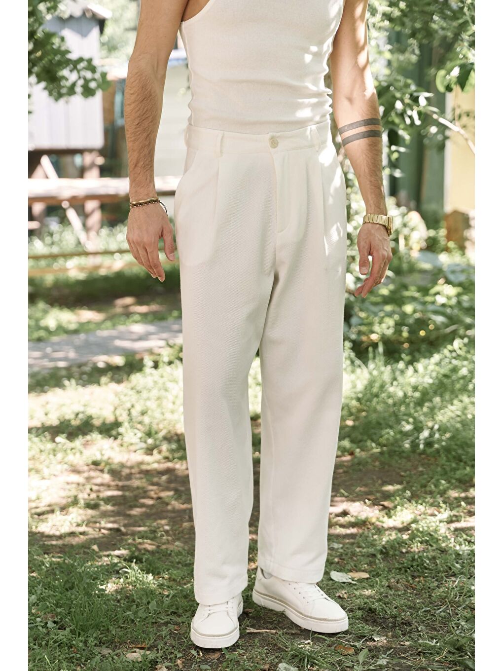 Ayyubay Pileli Ekru Erkek Pantolon-3