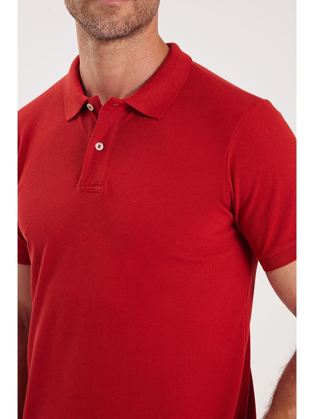 Erkek Slim Fit Dar Kesim Pamuklu Yumuşak Dokulu Serin Tutan Kumaş Düz Pike Bordo Polo Yaka Tişört-2