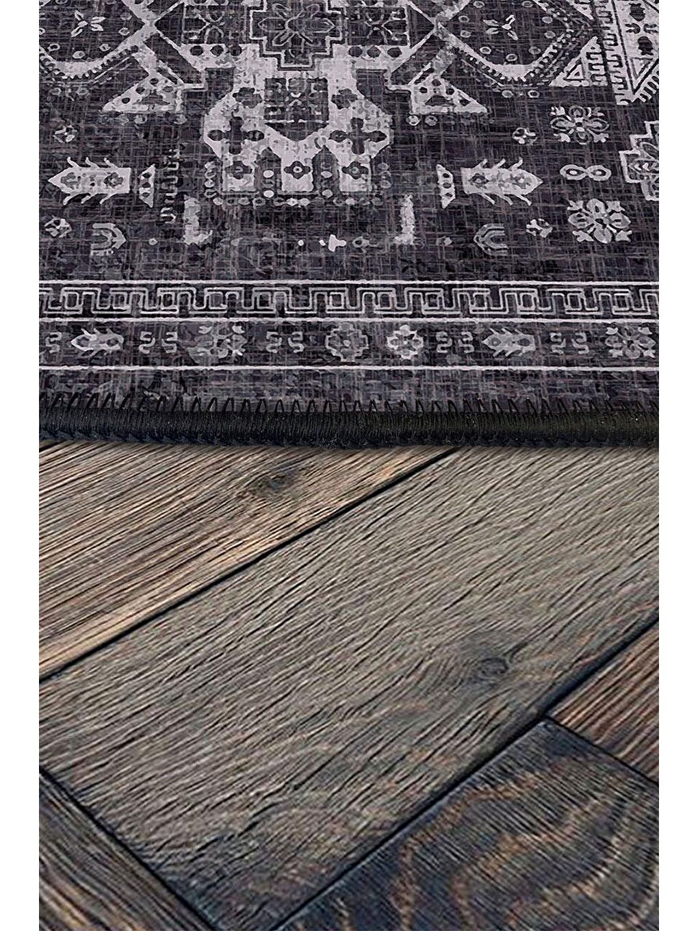 Antrasit Premium Kalite, Pamuk ve Kaydırmaz Taban, Yıkanabilir, Modern Halı  160 x 230 cm-2
