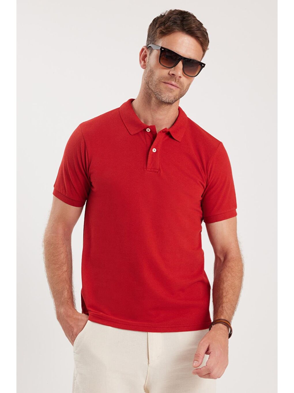 Erkek Slim Fit Dar Kesim Pamuklu Yumuşak Dokulu Serin Tutan Kumaş Düz Pike Bordo Polo Yaka Tişört-4