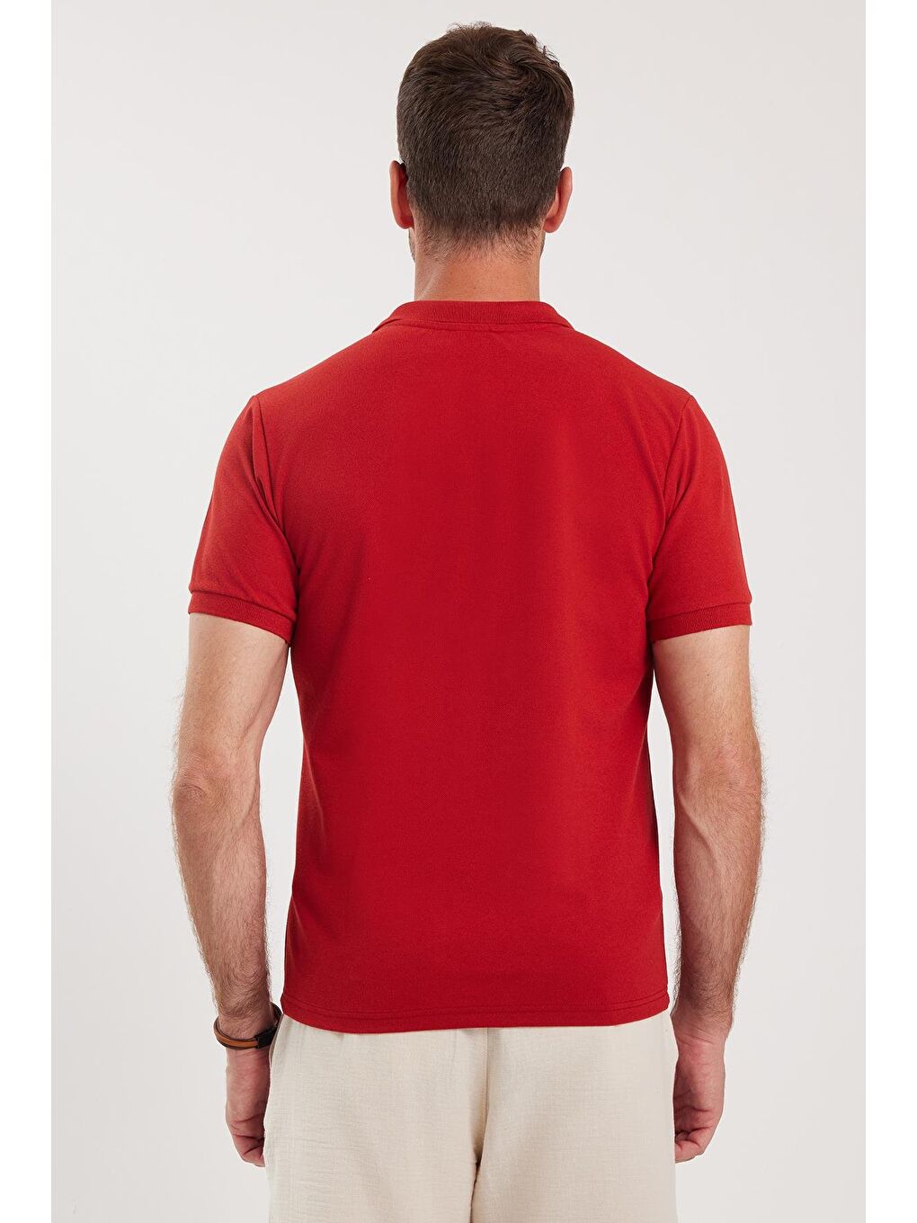 Erkek Slim Fit Dar Kesim Pamuklu Yumuşak Dokulu Serin Tutan Kumaş Düz Pike Bordo Polo Yaka Tişört-6
