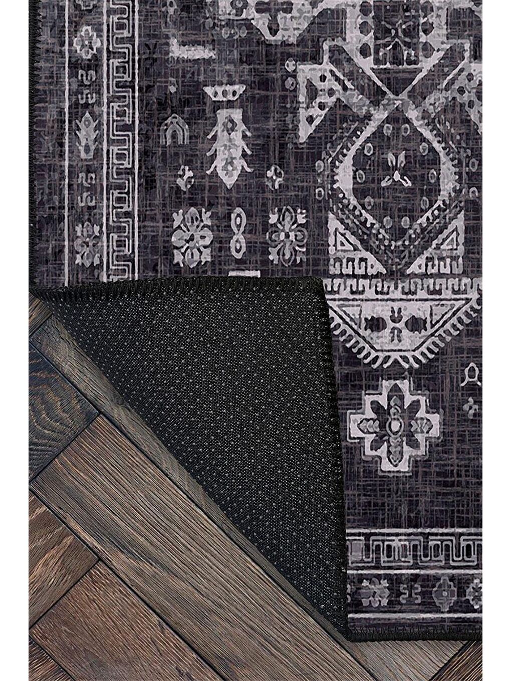 Antrasit Premium Kalite, Pamuk ve Kaydırmaz Taban, Yıkanabilir, Modern Halı  160 x 230 cm-3