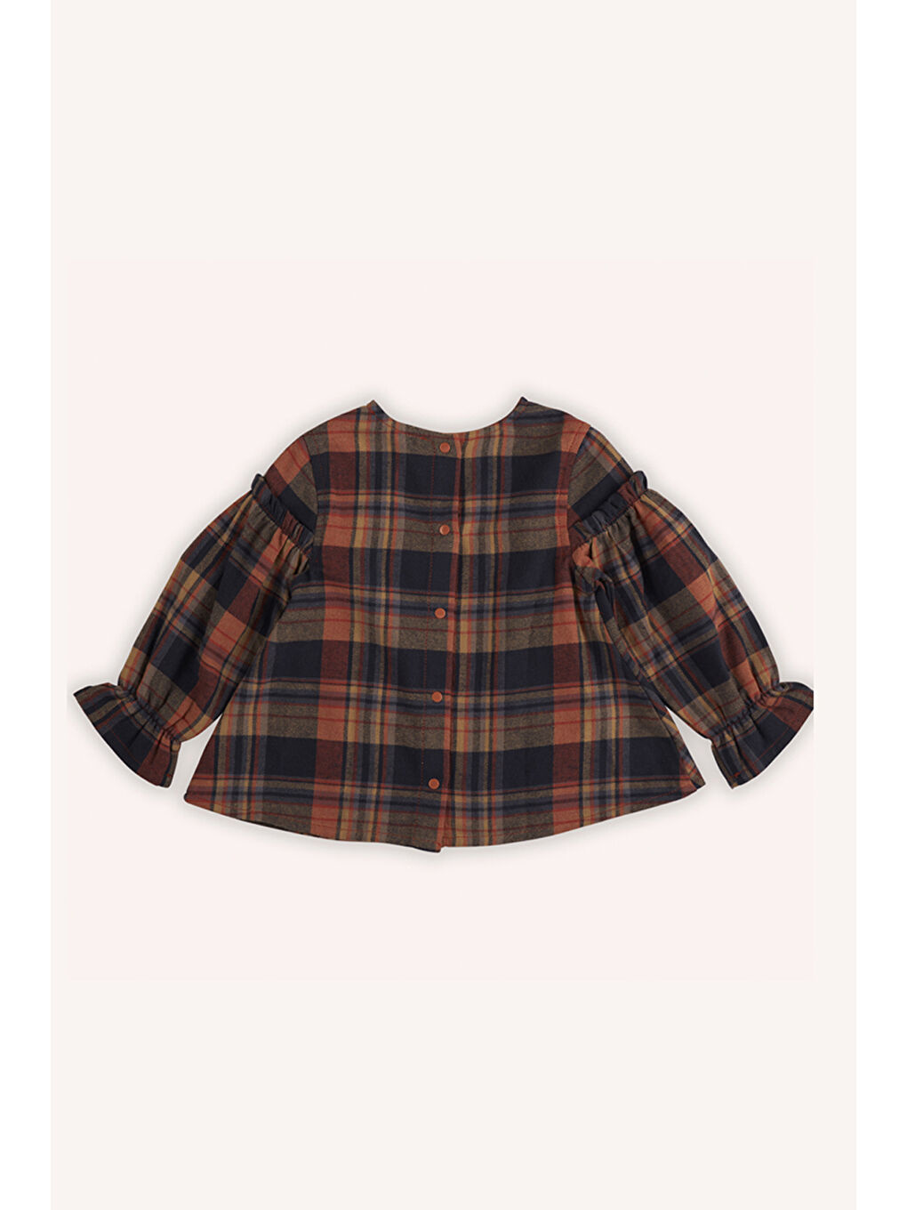 Kız Bebek Ekose Desenli Lacivert Bluz-1