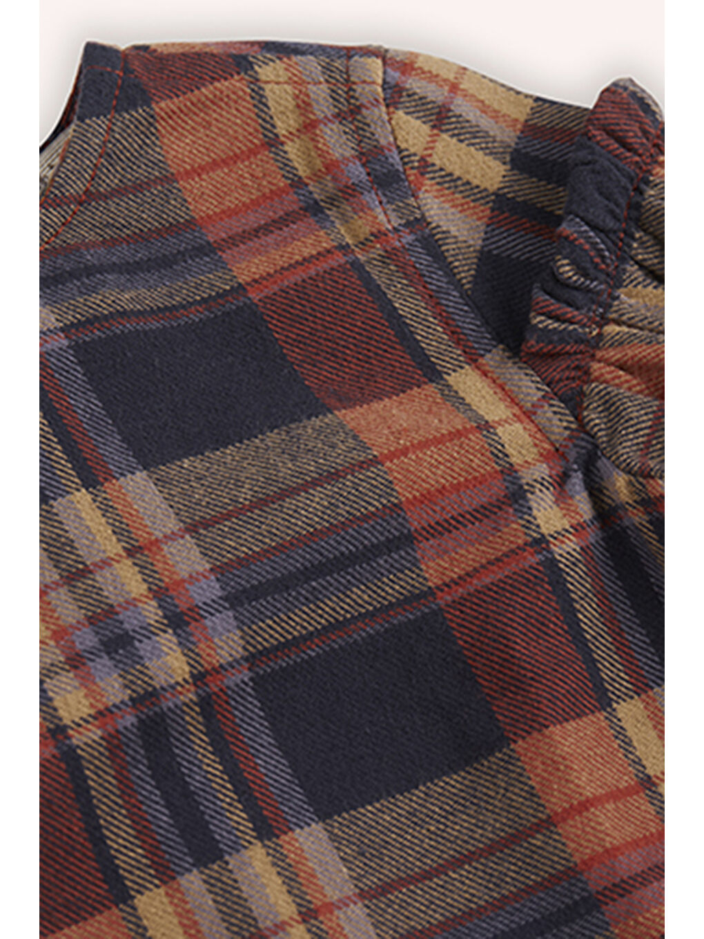 Kız Bebek Ekose Desenli Lacivert Bluz-2