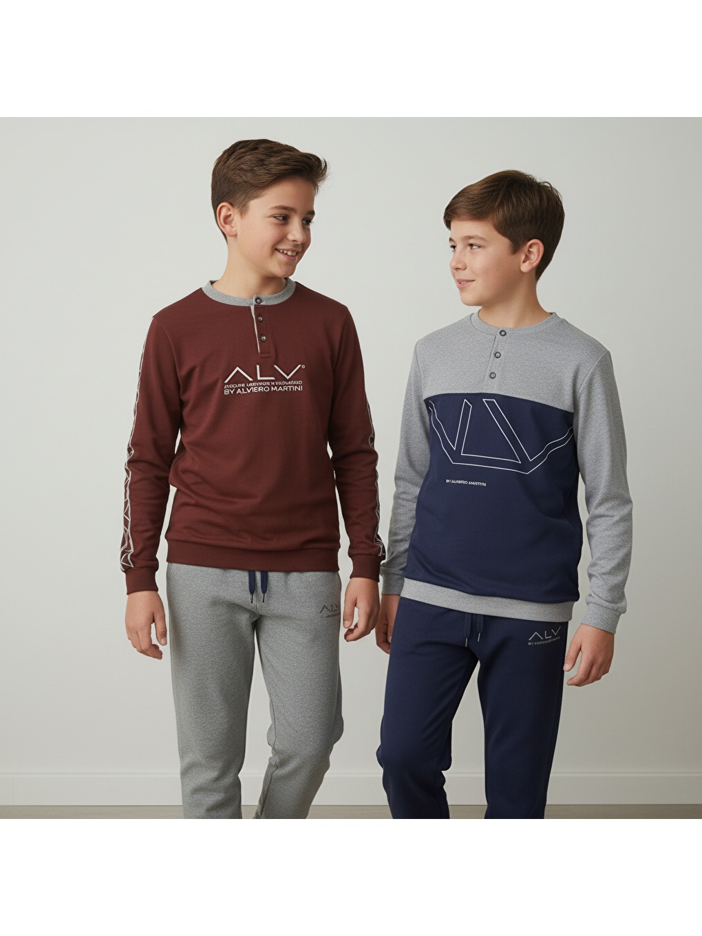 Karışık Genç Erkek Pamuklu 2 Adet 2'Li Pijama Takımı Al008 V2, Al003 V1 Bb2465-2