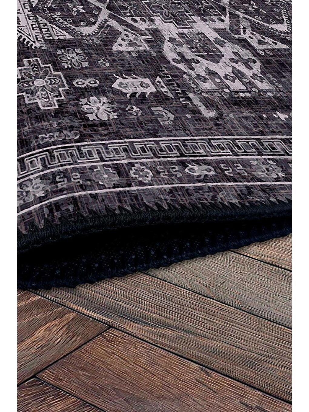 Antrasit Premium Kalite, Pamuk ve Kaydırmaz Taban, Yıkanabilir, Modern Halı  160 x 230 cm-4