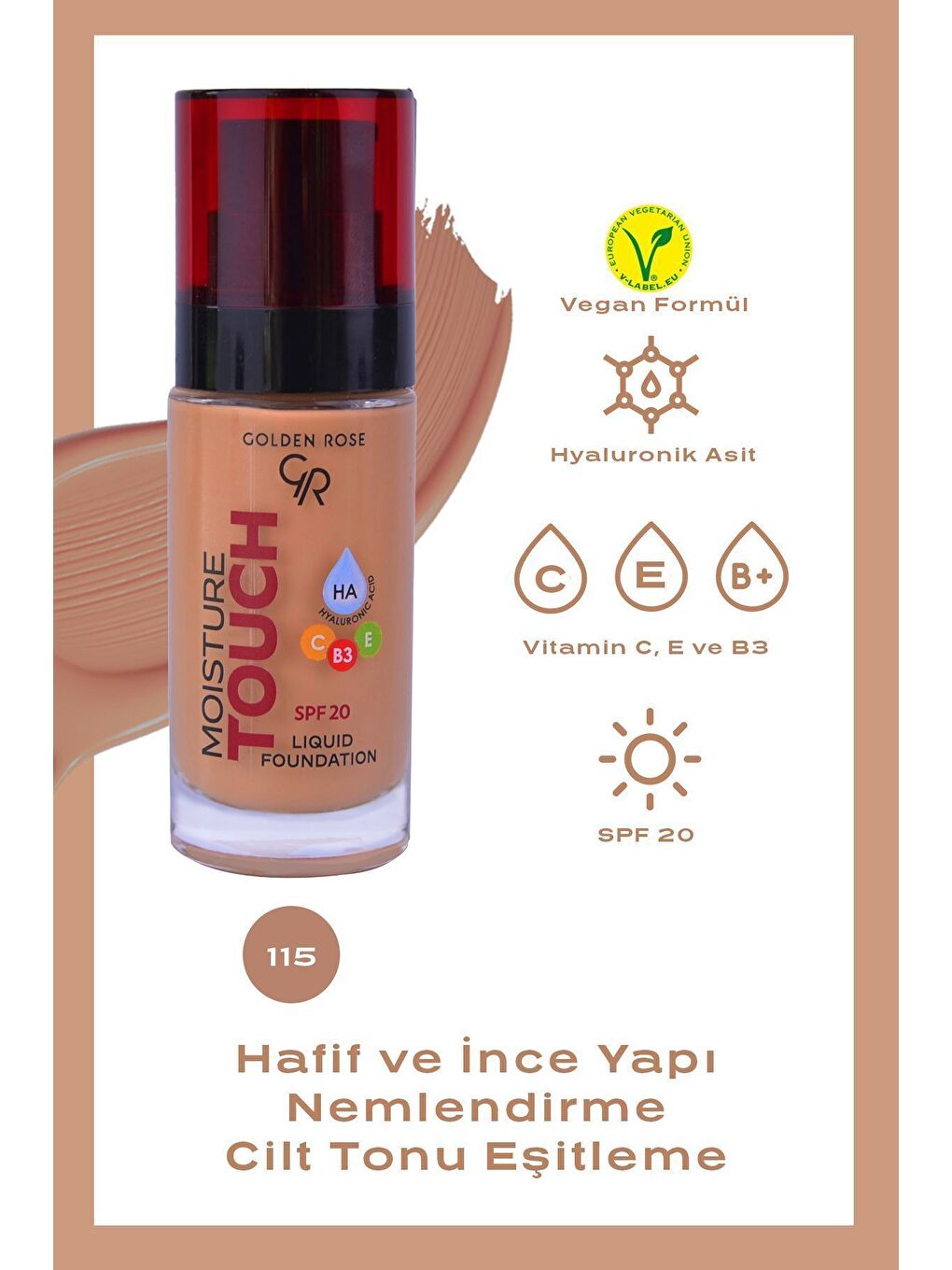 Moisture Touch Liquid Foundation Spf20 No: 115 Nemlendirici Etkili Fondöten