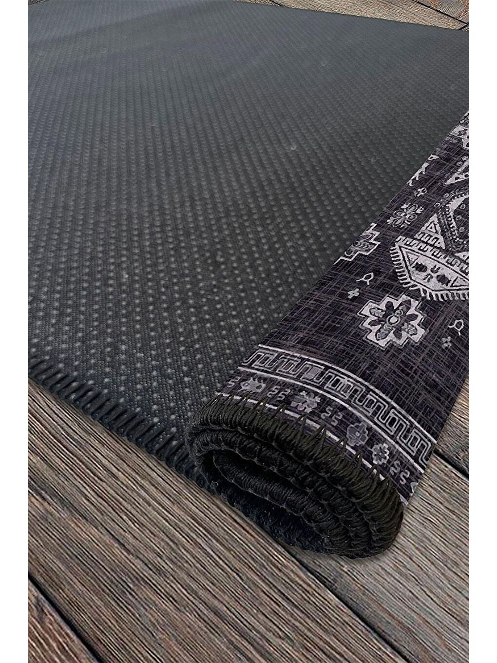 Antrasit Premium Kalite, Pamuk ve Kaydırmaz Taban, Yıkanabilir, Modern Halı  160 x 230 cm-5