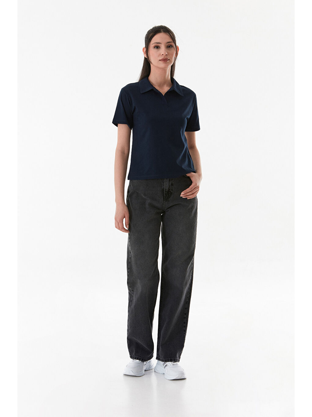 Lacivert Basic Polo Yaka Tişört-2