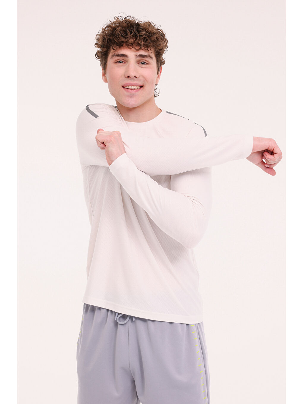 Bej M-NETHA UKOL TEE 5FX Ekru Erkek Uzun Kol Tişört-4