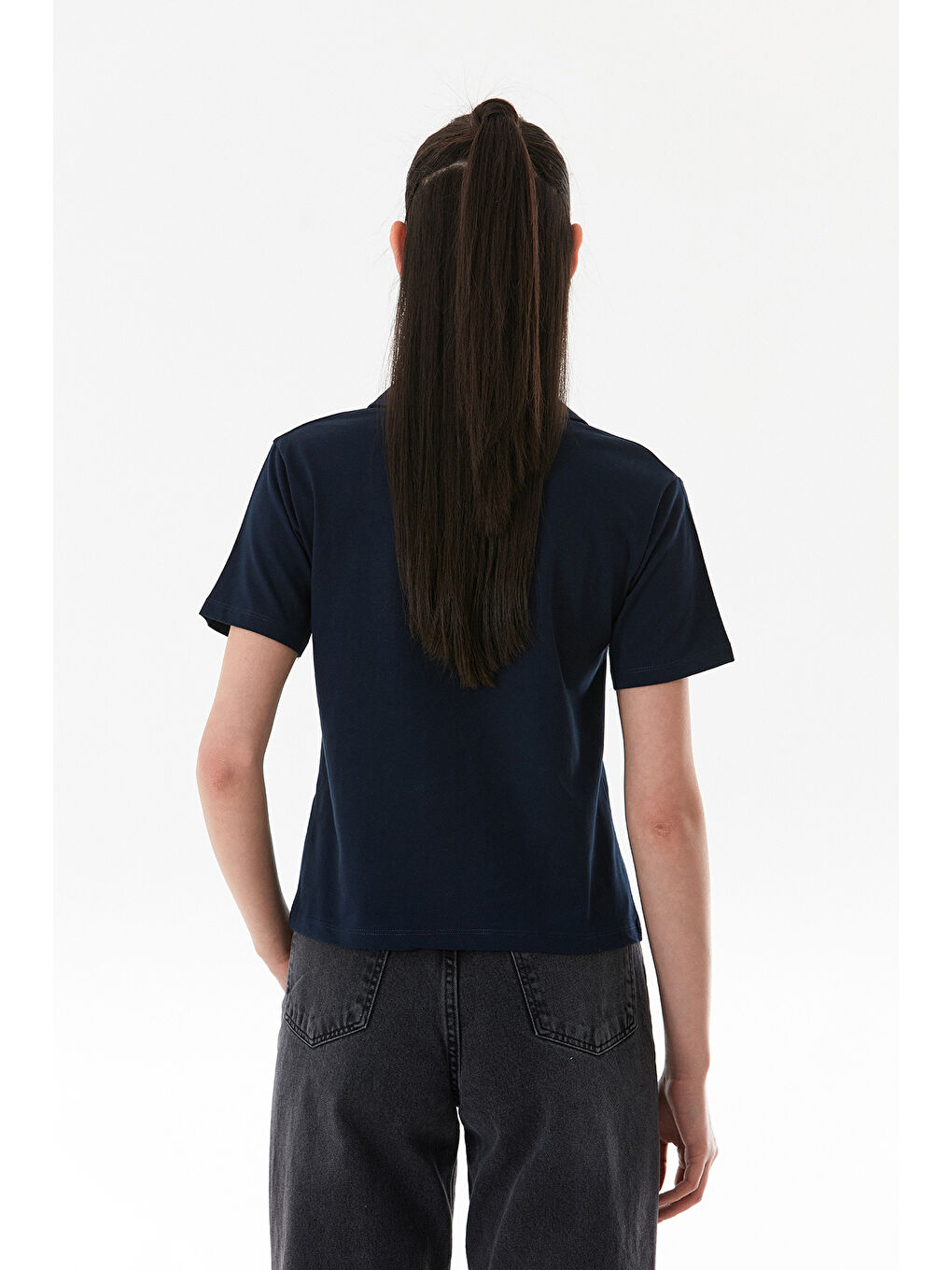 Lacivert Basic Polo Yaka Tişört-4