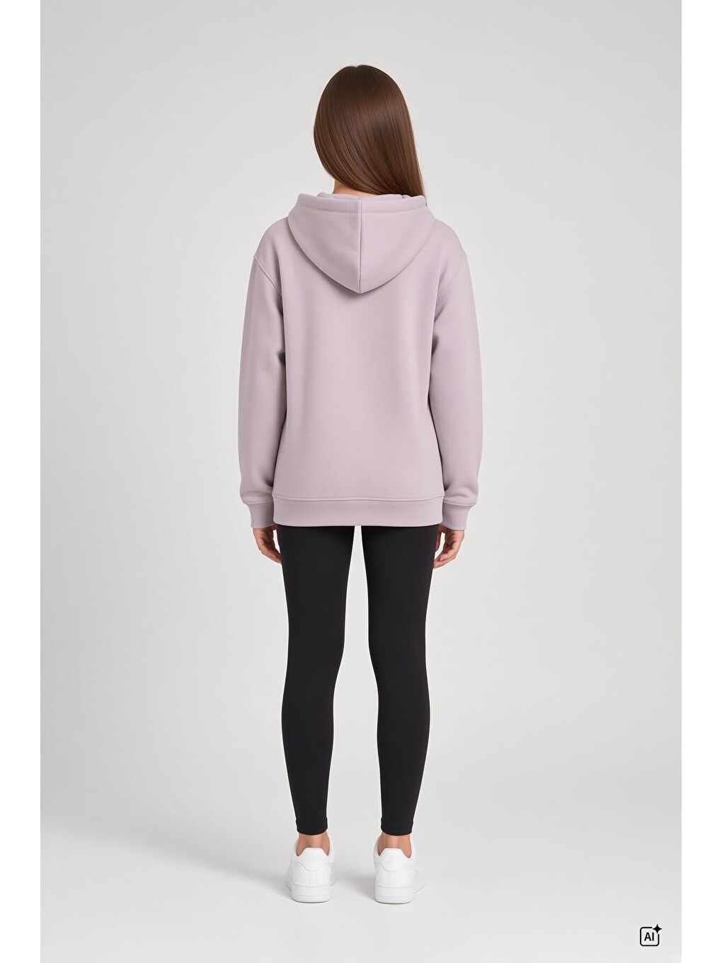 Pembe Gül Kurusu Kız Çocuk Kanguru Cepli Şardonlu Kapüşonlu Sweatshirt 24690-3