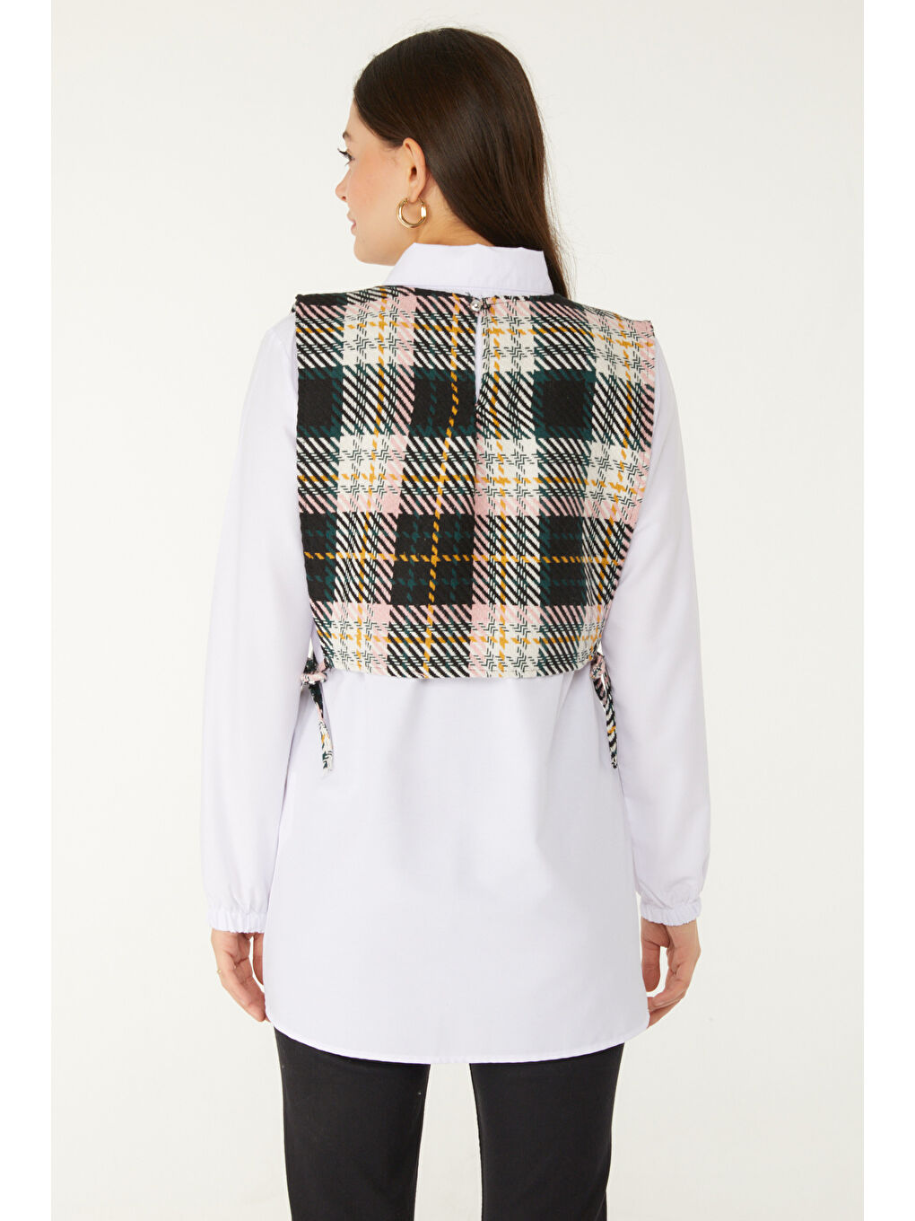 Pembe Gömlek Yaka Kadın Pudra Gömlek Süveter İkili Takım - 13347-4