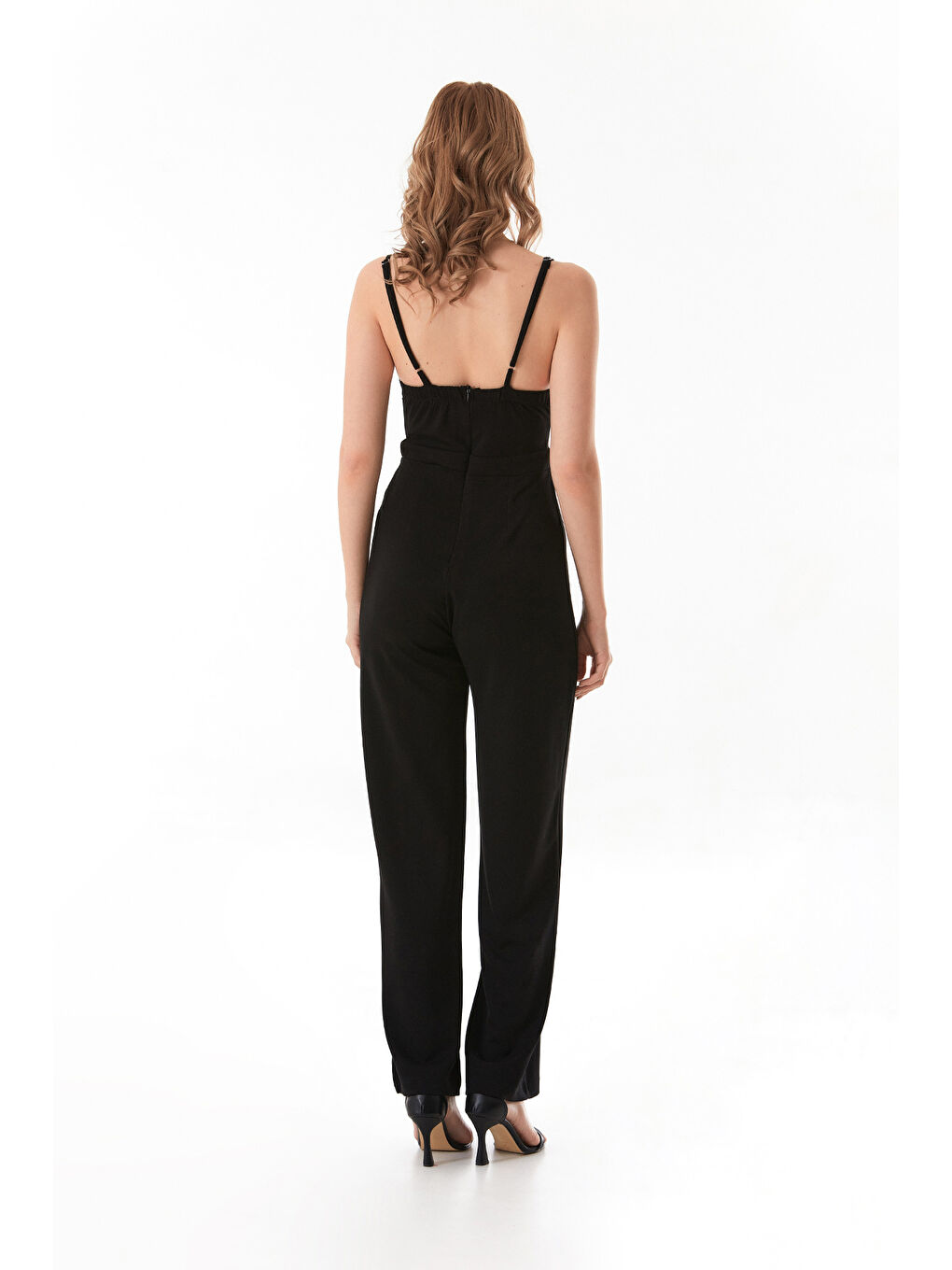 Siyah Askılı Fermuarlı Modal Tulum-1