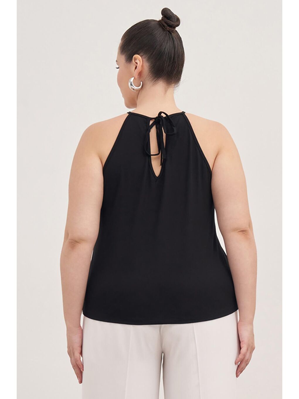 Mylinemoda Siyah Halter Yaka Bağlamalı Bluz - 5