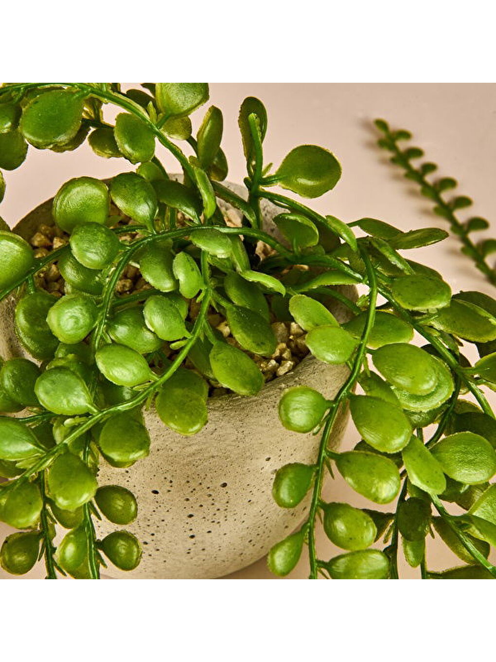 Sarkan Saksılı Yapay Çiçek - Gri / Yeşil - 13 cm-1