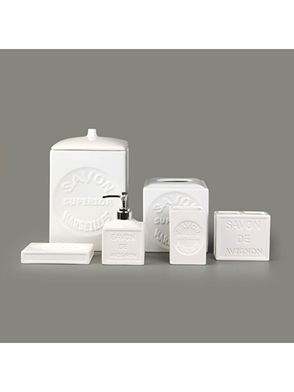 Smooth 6'lı Porselen Banyo Seti - Beyaz