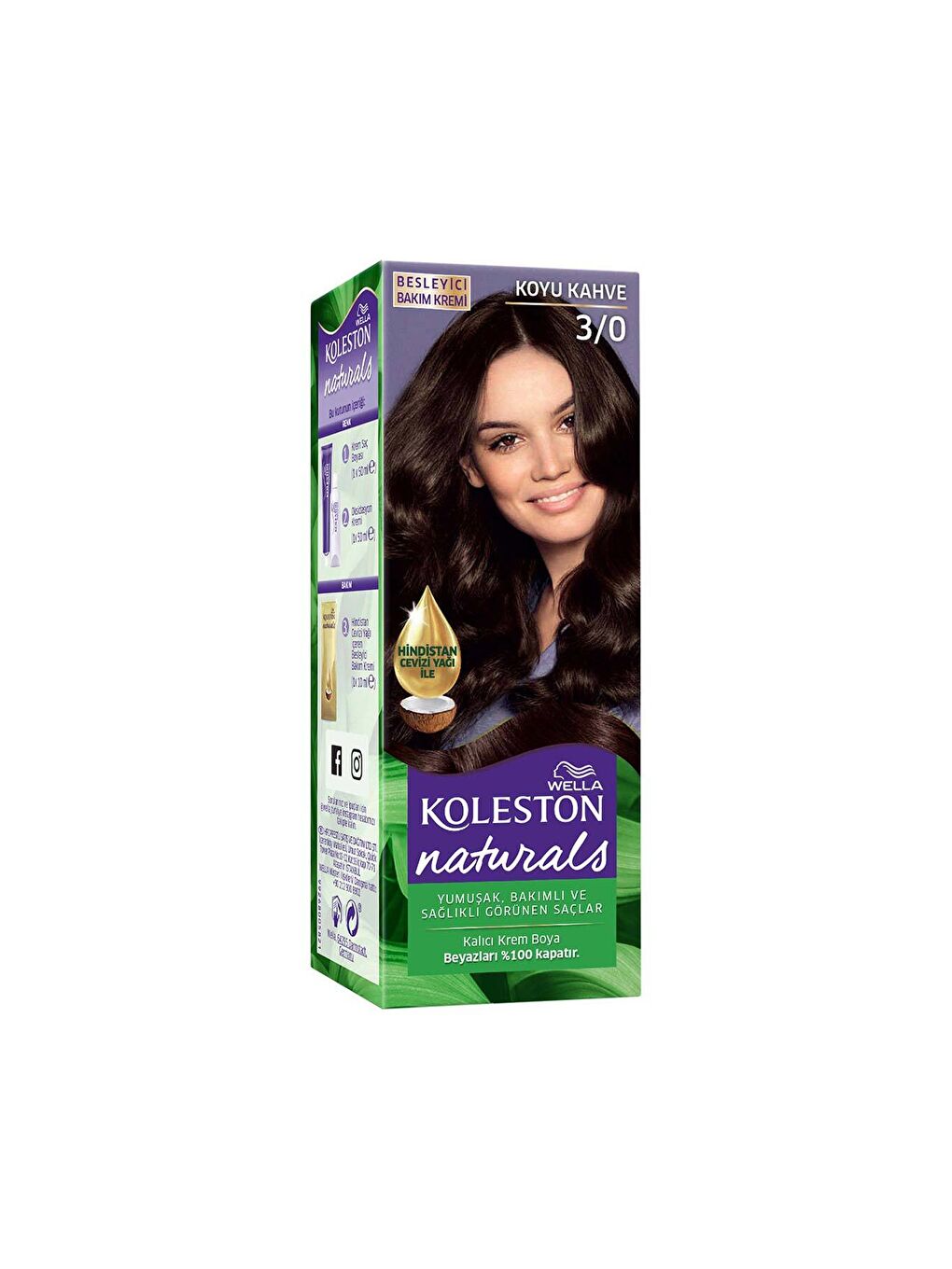 Wella Siyah Koleston Naturals Saç Boyası 3/0 Koyu Kahve - 1