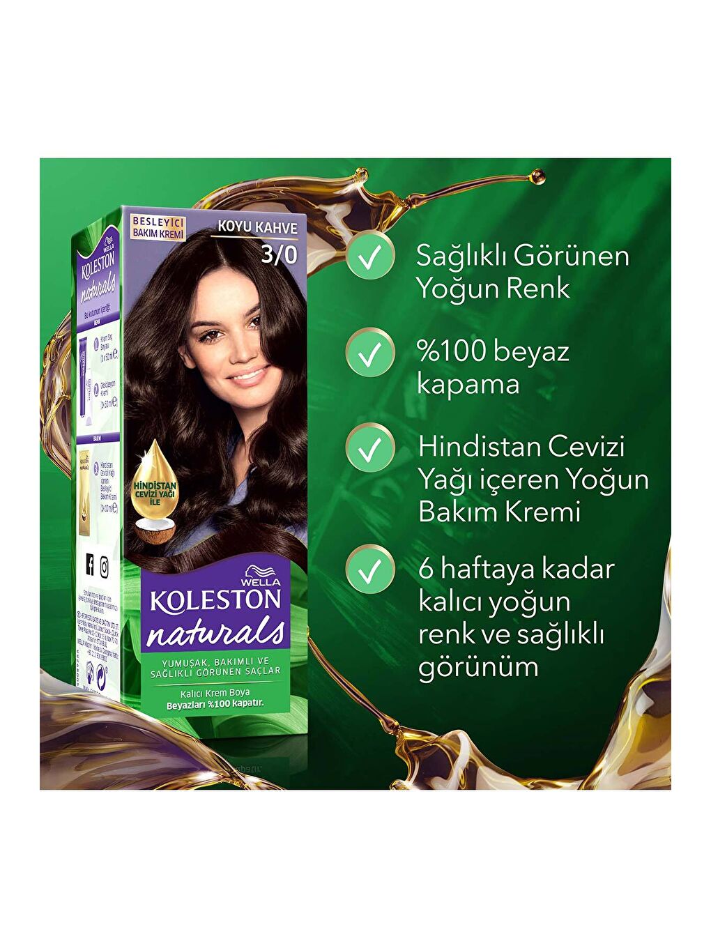 Wella Siyah Koleston Naturals Saç Boyası 3/0 Koyu Kahve - 6